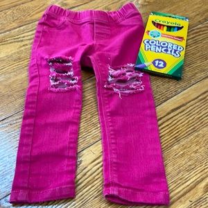 Children’s Place pink jeggins, size 2T. Distressed legs in front only.